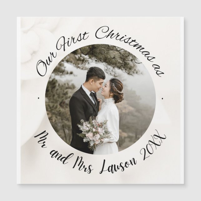 Elegant Our First Christmas wedding photo Magnet (Front)