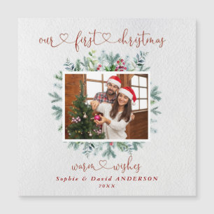 Elegant Our First Christmas Wreath Photo Wedding