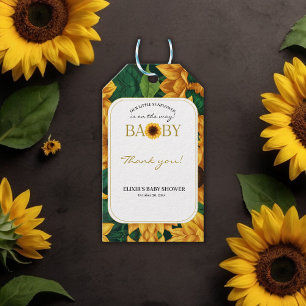 Elegant "Our Little Sunflower" Modern Baby Shower Gift Tags