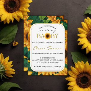 Elegant "Our Little Sunflower" Modern Baby Shower Invitation