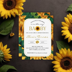 Elegant "Our Little Sunflower" Modern Baby Shower Invitation