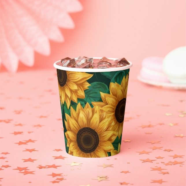 Elegant "Our Little Sunflower" Modern Baby Shower Paper Cups (Insitu)