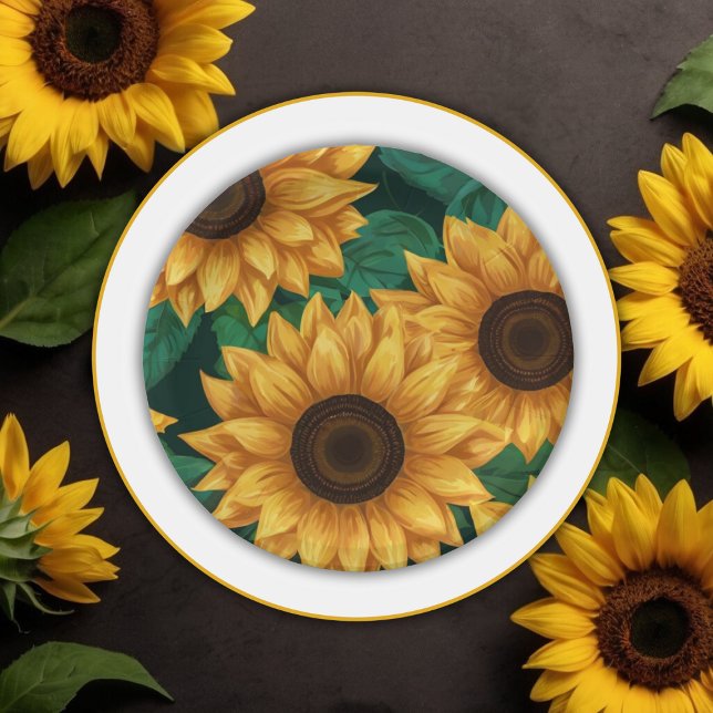 Elegant "Our Little Sunflower" Modern Baby Shower Paper Plate (Creator Uploaded)