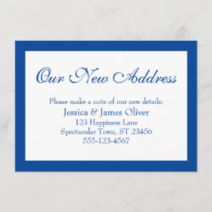 Elegant Our New Address Bordered Blue and White Enclosure Card