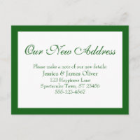 Elegant Our New Address Bordered Green & White