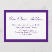 Elegant Our New Address Bordered Purple and White