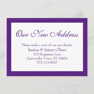 Elegant Our New Address Bordered Purple and White Enclosure Card