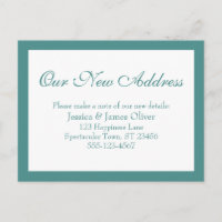 Elegant Our New Address Light Teal Bordered