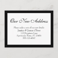 Elegant Our New Address Simple Black & White