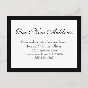Elegant Our New Address Simple Black & White Postcard
