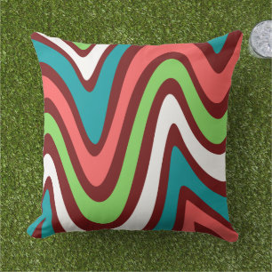Elegant outdoor pattern green pink brown cushion