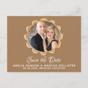 Elegant Oval Frame Save the Date Photo Announcement Postcard