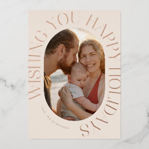 Elegant Oval Shaped Photo Enclosed Foiled Greeting