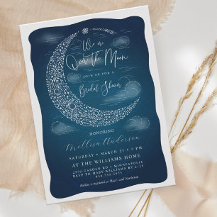 Elegant Over the Moon Bridal Shower Invitation