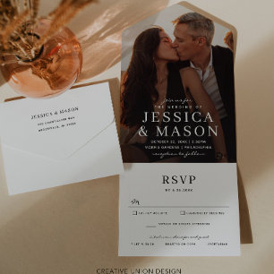 Elegant Overlay Modern Wedding Tri-Fold Invitation