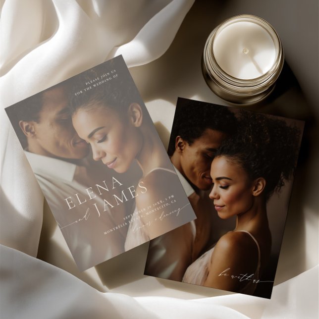 Elegant Overlay Photo Ivory Wedding Invitation (Elegant Overlay Photo Ivory Wedding Invitation)