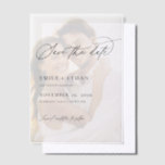 Elegant Overlay Photo Wedding Save The Date Vellum Invitations<br><div class="desc">Announce your special day with our Elegant Vellum Overlay Photo Wedding Save The Date Invitation. Featuring a beautiful photo of the couple and elegant black calligraphy, this design is perfect for a simple, modern, and classy wedding. The double-sided layout is ideal for any weddings and ensures all details are elegantly...</div>
