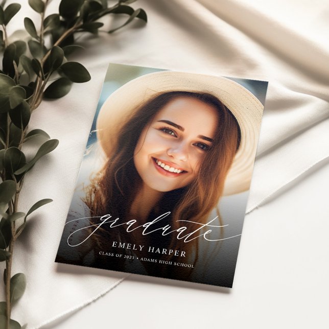 Elegant Overlay Two Photo Graduation Invitation (Creator Uploaded)