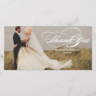 Elegant Overlay   Wedding Thank You Photo Card