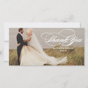 Elegant Overlay   Wedding Thank You Photo Card