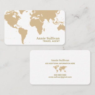 Elegant Oversized Map of World Travel Agent Business Card
