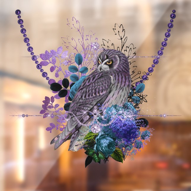 Elegant owl floral vintage diamond jewel purple  (Sheet 2)