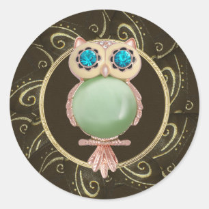 Elegant Owl Jewels Photo Print Stickers