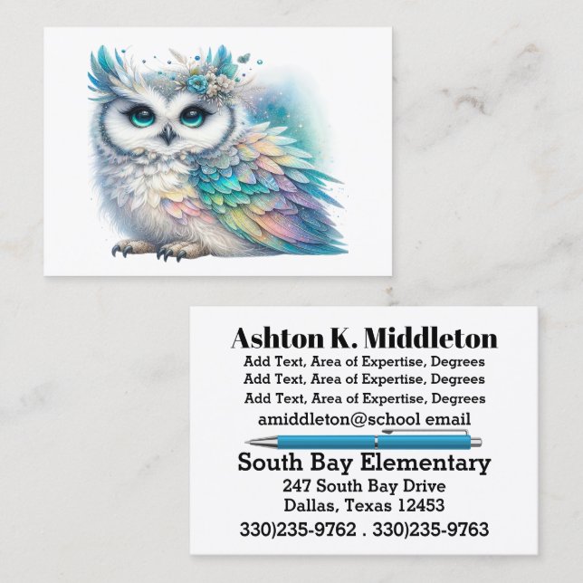 Elegant Owl Theme Business Card (Front/Back)