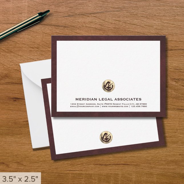 Elegant Oxblood Legal Note Card (Creator Uploaded)