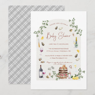 Elegant Oysters & Wine   Baby Shower Invitation