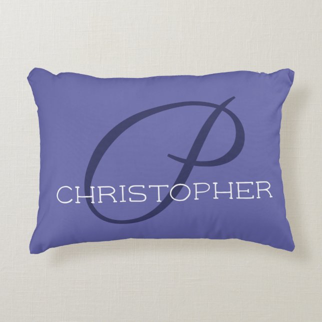 Elegant P Initial Name PeriwinkleBlue Stylish Decorative Cushion (Front)