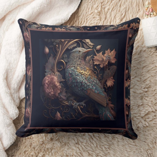 Elegant Painted Bird Cushion (Blanket)