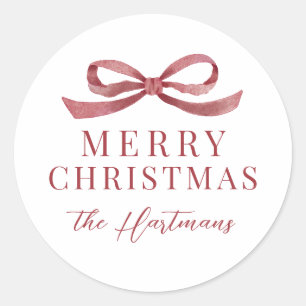 Elegant Painted Bow Christmas Holiday Classic Round Sticker