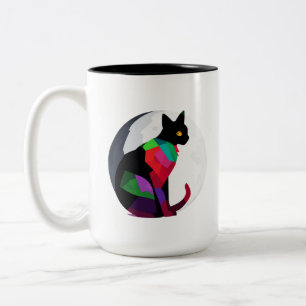 Elegant Painted Cat Two-Tone Coffee Mug