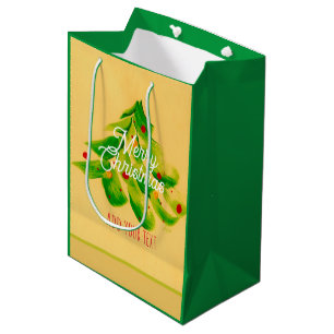 elegant painted Christmas tree add your own text  Medium Gift Bag