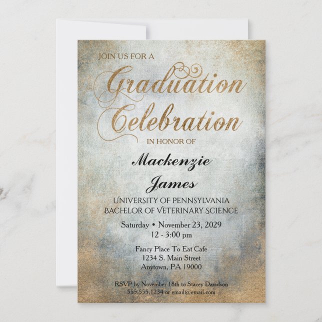 Elegant Painted Copper Graduation Party Invitation (Front)