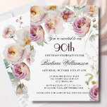 Elegant Painted Floral 90th Birthday Party Invitation<br><div class="desc">Start this special 90th birthday celebration in a elegant style with this beautifully feminine gentle floral invitation with watercolor mixed wildflowers and trailing greenery. All of the text can be personalised for your party including the guest of honour's age. If you have any special requests or require design assistance, just...</div>