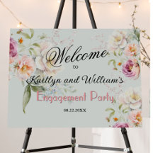 Elegant Painted Floral Engagement Party Welcome