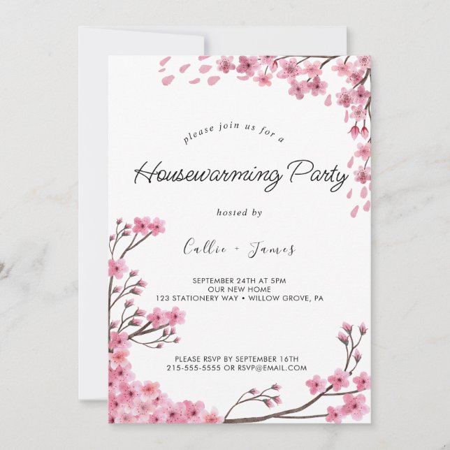 Elegant Painted Floral Housewarming Invitation (Front)
