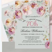 Elegant Painted Floral Surprise 70th Birthday 