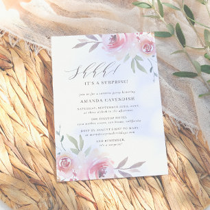 Elegant Painted Floral Surprise Birthday Party Invitation