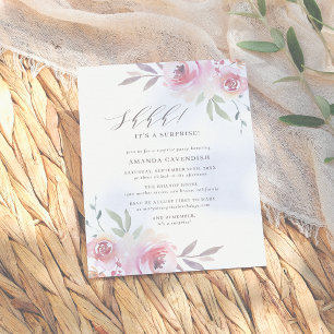 Elegant Painted Floral Surprise Birthday Party Invitation Postcard