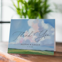 Elegant Painted Landscape Blue Sky Clouds Wedding