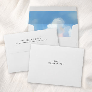 Elegant Painted Landscape Liner White Wedding Envelope