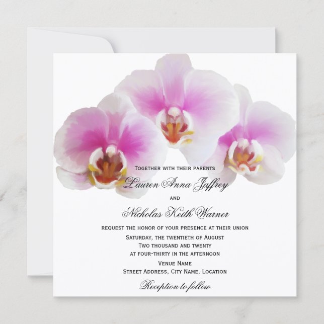 Elegant Painted Orchids Wedding Invitation (Front)