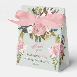 Elegant Painted Pink Floral 100th birthday favours Favour Box