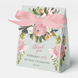 Elegant Painted Pink Floral 90th birthday favors  Favour Box