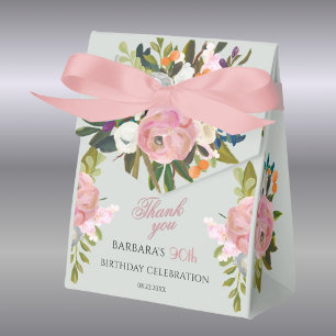 Elegant Painted Pink Floral 90th birthday favours  Favour Box