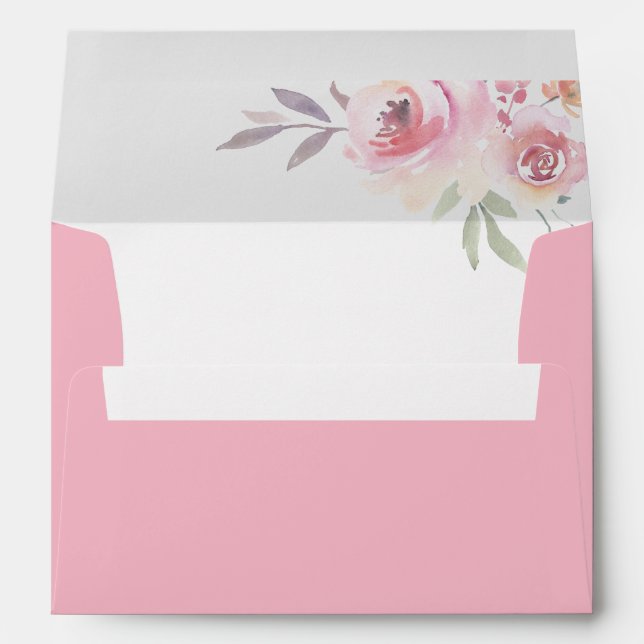 Elegant Painted Watercolor Flowers Envelopes (Back (Bottom))