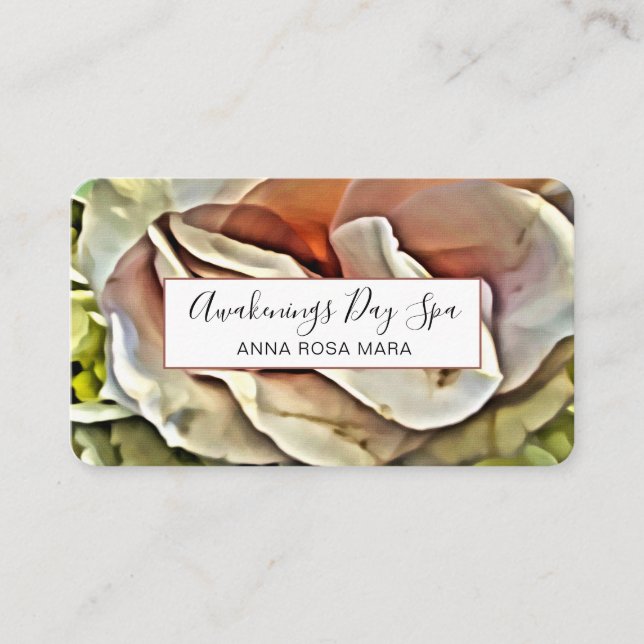 *~* Elegant Painting ROSE QR  Logo Floral Flower Business Card (Front)